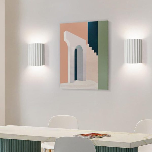 Contemporary Scandinavian Resin Half Column 2-Light Wall Sconce Lamp For Hallway - Image 2
