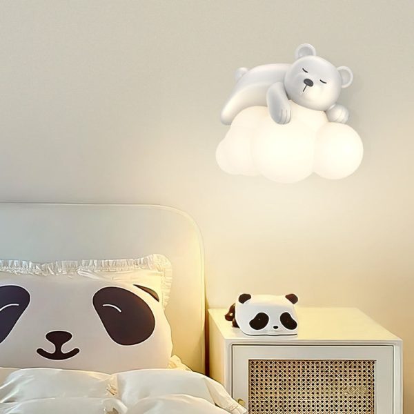 Contemporary Nordic Kids Resin PE Bear Rabbit LED Wall Sconce Lamp For Bedroom - Image 5