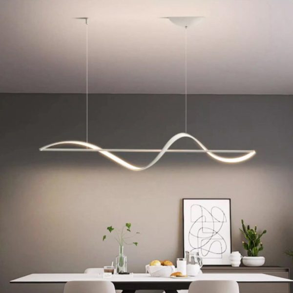 Modern Minimalist Linear Aluminum Silicone LED Island Light Chandelier For Dining Room - Image 2