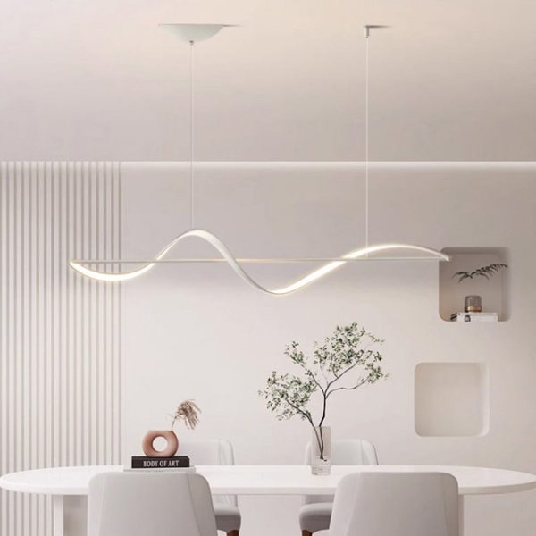 Modern Minimalist Linear Aluminum Silicone LED Island Light Chandelier For Dining Room - Image 6