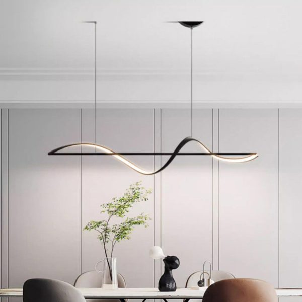 Modern Minimalist Linear Aluminum Silicone LED Island Light Chandelier For Dining Room - Image 7