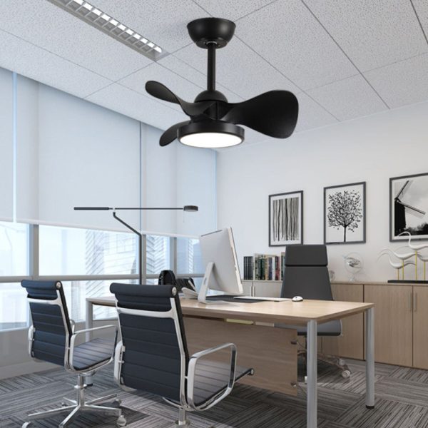 Contemporary Retro Round Acrylic ABS LED Downrods Ceiling Fan Light For Bedroom - Image 6