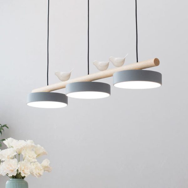 Nordic Creative Round Resin Bird Wood Linear Island Light LED Chandelier - Image 3