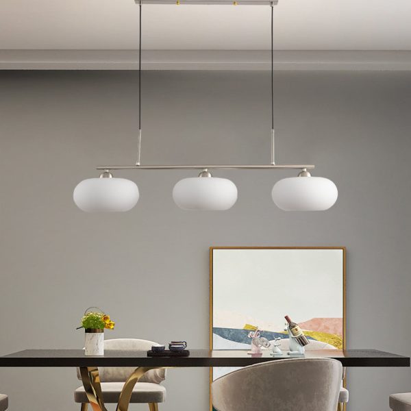 Light Luxury Persimmon Milk White Glass 3-Light Island Light Chandelier - Image 3