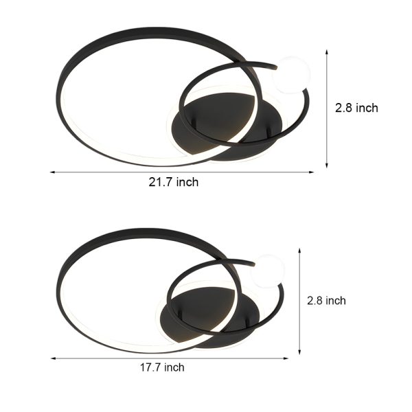 Multi-circle LED Flush Ceiling Light - Gold/Balck/White - Image 5