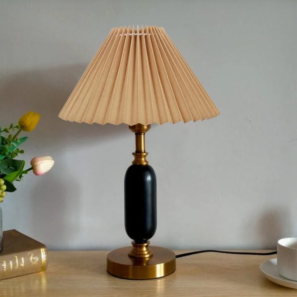 Retro Pleated Shade Column Base 1-Light Table Lamp - Image 2
