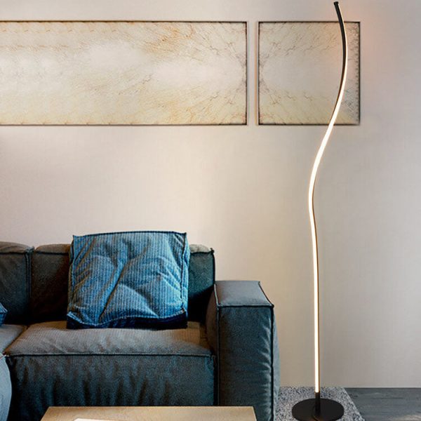 Minimalist Line 1-Light Bending Line LED Floor Lamps