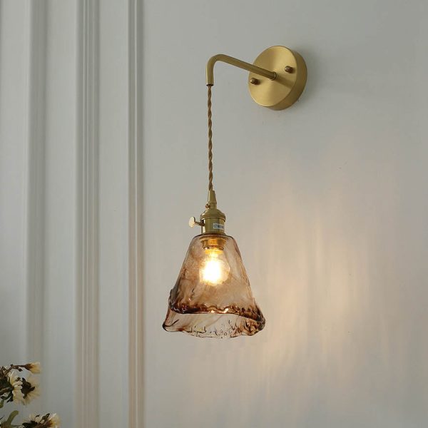 Modern Eclectic Amber Glass Geometric Jar 1-Light Wall Sconce Lamp For Living Room - Image 3