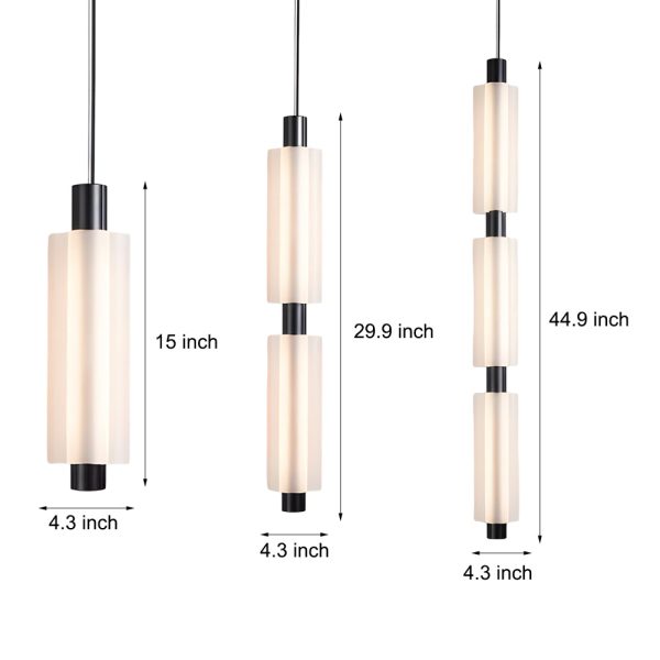1/2/3 Heads Acrylic Cylinder Pendant Lights: Modern Hanging Lamp in Gold/Black - Image 15