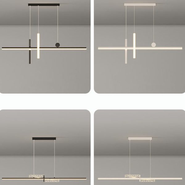 Modern Minimalist Strip Cone Circle Iron Acrylic LED Chandeliers Island Light For Dining Room - Image 32