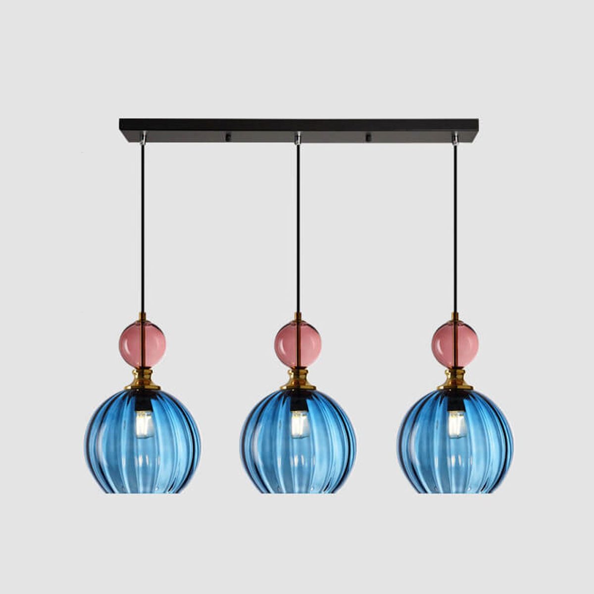 Danish Creative Stripes Glass Round 1/3 Light Chandelier - Image 16