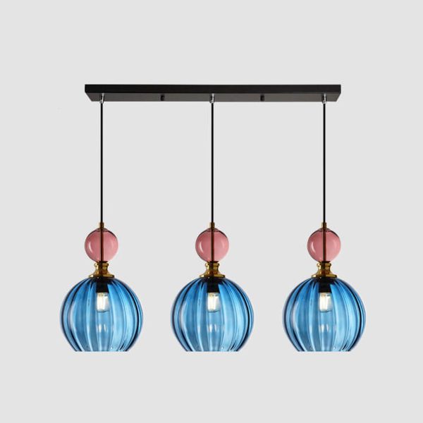 Danish Creative Stripes Glass Round 1/3 Light Chandelier - Image 16
