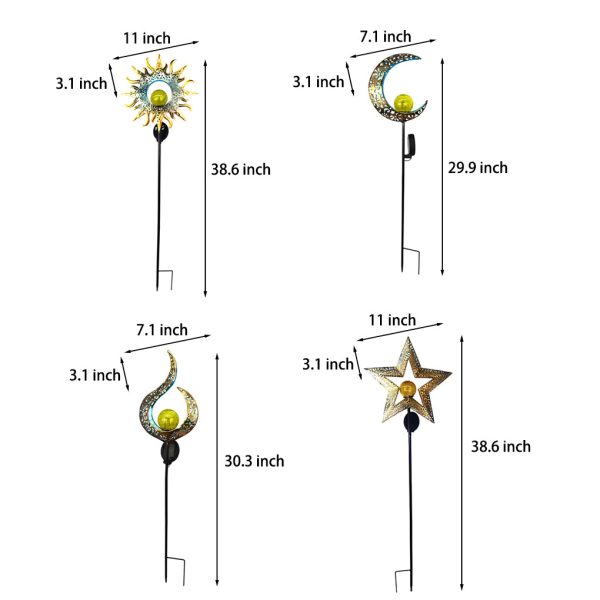 Mystical Moon & Sun Flame Iron Hollow Projector Solar Garden Light - Image 13