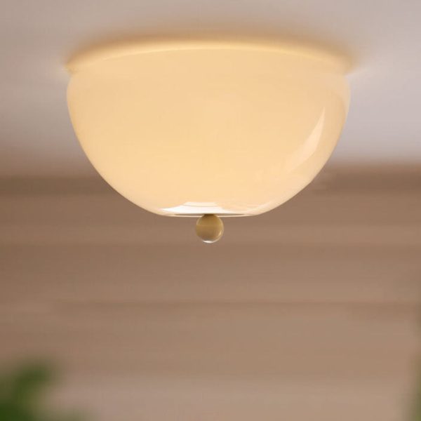 Nordic Minimalist Iron Round Glass Shade 4-Light Flush Mount Ceiling Light