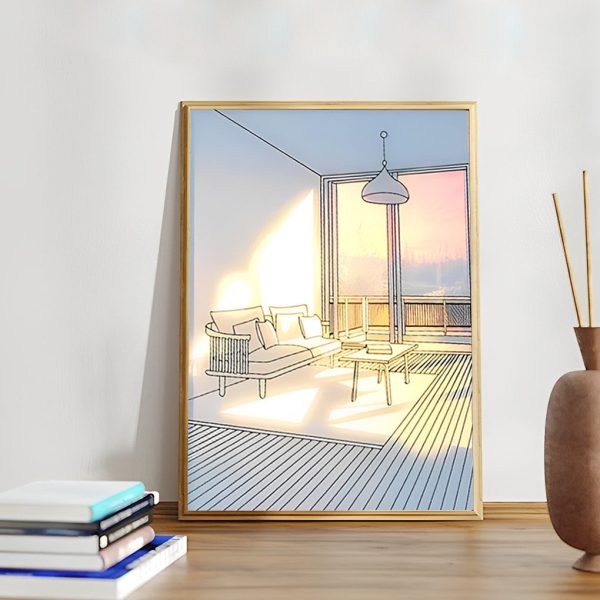 Wood Frame Ins Touch Control Dimmable LED Sunshine Painting Night Light - Image 11