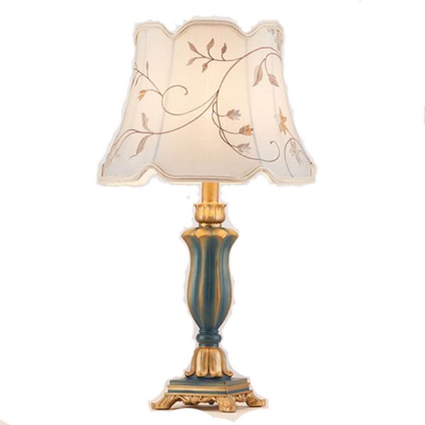 Round Fabric Resin Base Classical 1-Light Table Lamp - Image 15