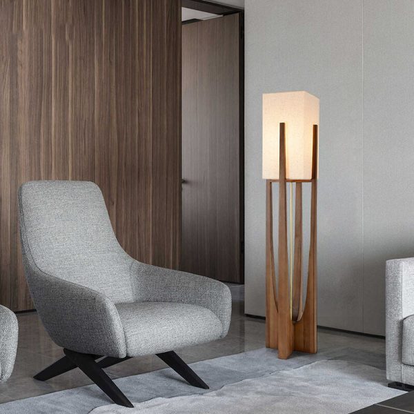 Modern Fabric Solid Wood 1-Light Standing Floor Lamps - Image 2