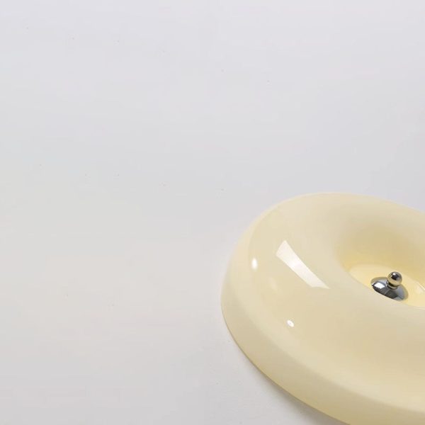 Contemporary Nordic Creamy Yellow Pudding Glass Shade Iron LED Flush Mount Ceiling Light For Living Room - Image 11