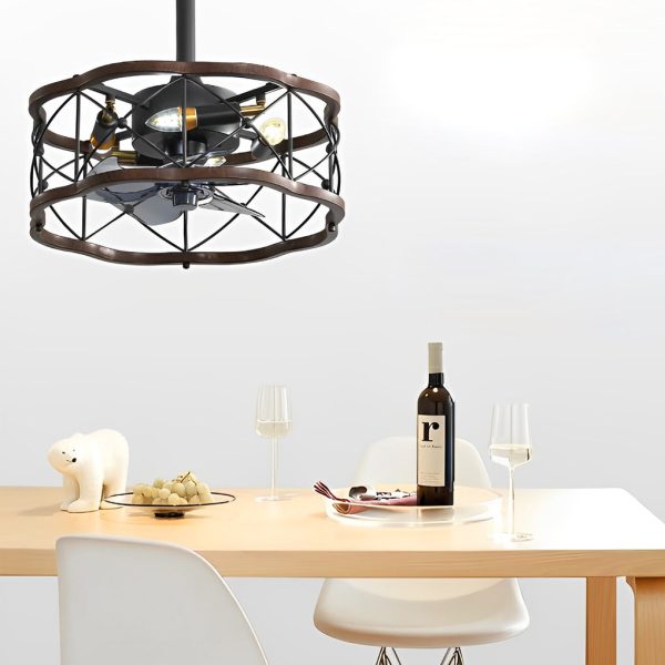 Retro Three Step Dimming LED Mute Bladeless Ceiling Fans with Remote - Image 5