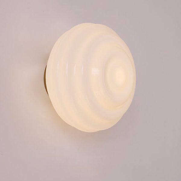 Nordic Cream Wave Round Glass Lampshade 1-Light Wall Sconce Lamp - Image 12