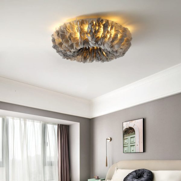 Modern Goose Feathers 1-Light Flush Mount Lighting - Image 3