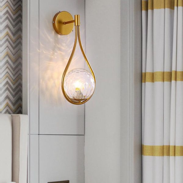 Modern 1-Light Globe Water Drop Shape Armed Sconce Lamp 2 Design - Image 3