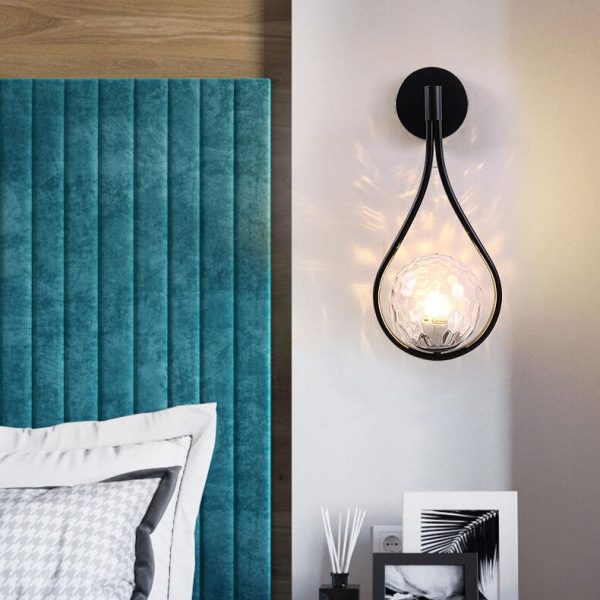 Modern 1-Light Globe Water Drop Shape Armed Sconce Lamp 2 Design - Image 4