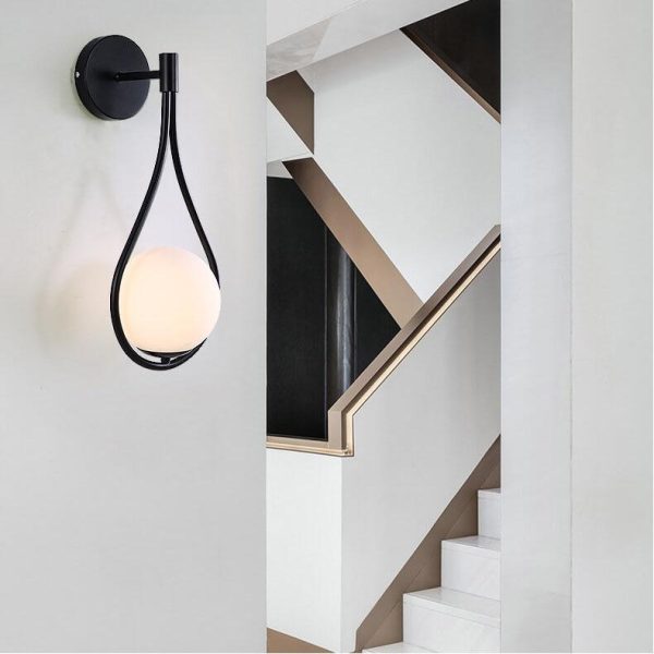 Modern 1-Light Globe Water Drop Shape Armed Sconce Lamp 2 Design - Image 10