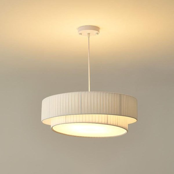 Contemporary Scandinavian Round Iron Acrylic Fabric 4/5 Light Pendant Light For Living Room - Image 35