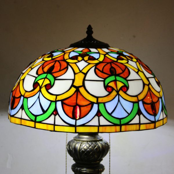 Traditional Tiffany Resin Glass Dome Hemispheric Flower 2-Light Table Lamp For Bedside - Image 13