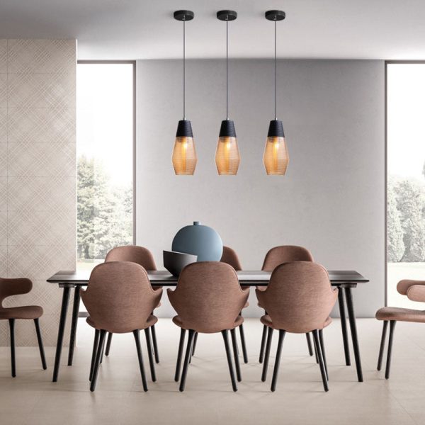 Contemporary Scandinavian Cylinder Oval Iron Glass 1-Light Pendant Light For Living Room - Image 4