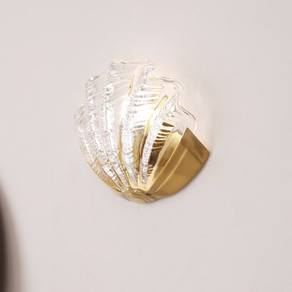 Modern Art Deco Shell Brass Glass 1-Light Wall Sconce Lamp For Living Room - Image 11