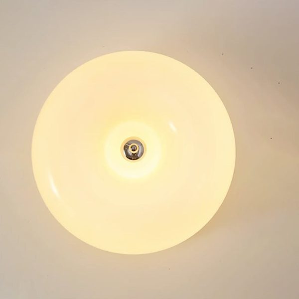 Contemporary Nordic Creamy Yellow Pudding Glass Shade Iron LED Flush Mount Ceiling Light For Living Room - Image 5