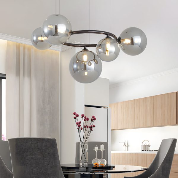 5/7/9-Light Glass Ball Circular Contemporary Chandelier with 3 Step Dimming - Image 4