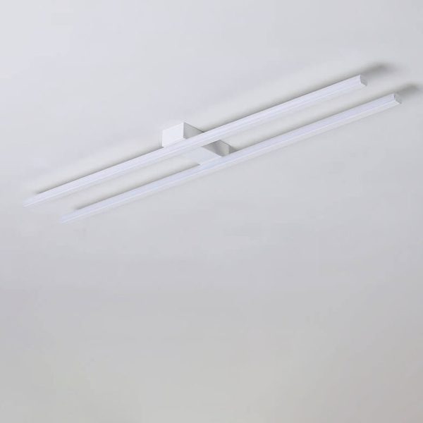 Modern Minimalist Geometric Dual Straight Line LED Semi-Flush Mount Ceiling Light For Hallway - Image 15