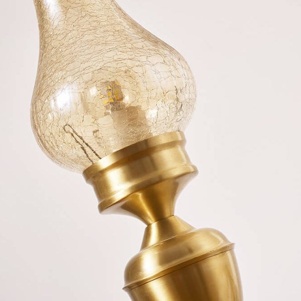 Vintage All Brass Wooden Glass Kerosene Lamp Design 1- Light Table Lamp - Image 4