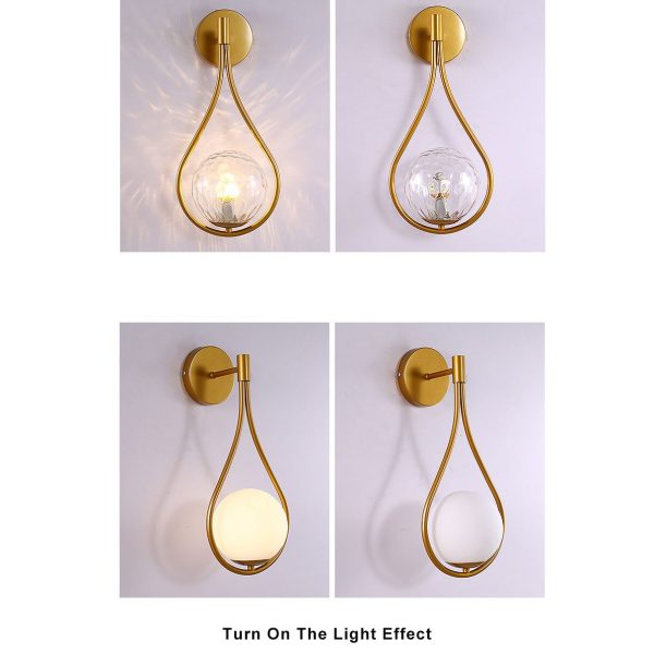 Modern 1-Light Globe Water Drop Shape Armed Sconce Lamp 2 Design - Image 7