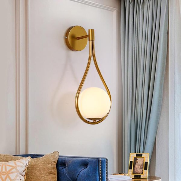 Modern 1-Light Globe Water Drop Shape Armed Sconce Lamp 2 Design - Image 5