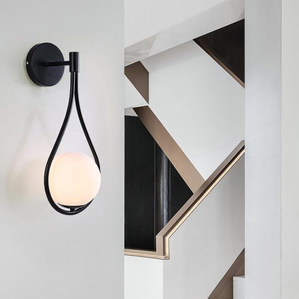 Modern 1-Light Globe Water Drop Shape Armed Sconce Lamp 2 Design - Image 2