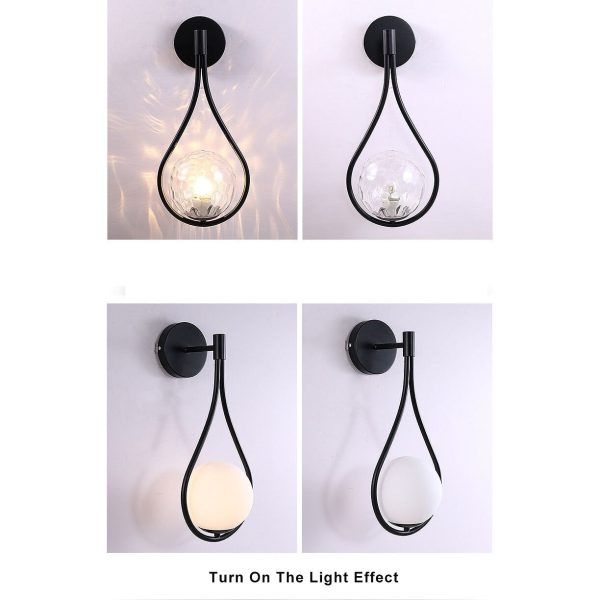 Modern 1-Light Globe Water Drop Shape Armed Sconce Lamp 2 Design - Image 8