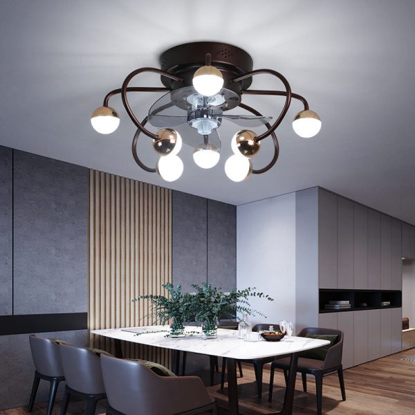 Nordic Creative Branch Cage LED Semi-Flush Mount Ceiling Fan Light - Image 6