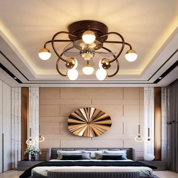 Nordic Creative Branch Cage LED Semi-Flush Mount Ceiling Fan Light - Image 5