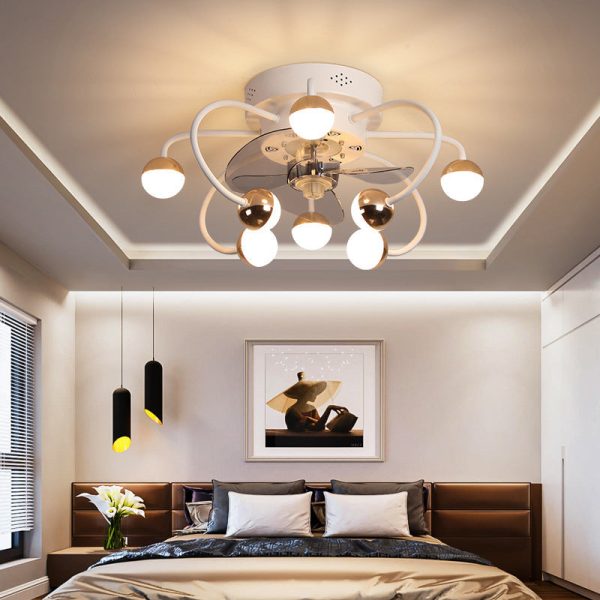 Nordic Creative Branch Cage LED Semi-Flush Mount Ceiling Fan Light - Image 2