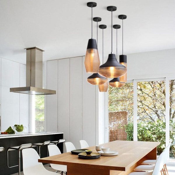 Contemporary Scandinavian Cylinder Oval Iron Glass 1-Light Pendant Light For Living Room - Image 2