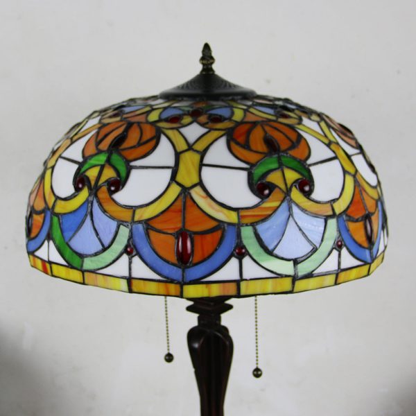 Tiffany Mediterranean Stained Glass Cone Pull Cord 2-Light Table Lamp - Image 22