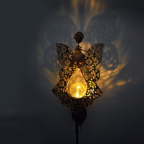 Mystical Moon & Sun Flame Iron Hollow Projector Solar Garden Light - Image 9