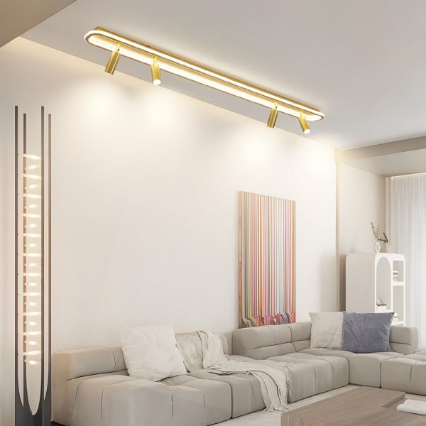 Long Rectangular LED 3 Step Dimming Modern Ceiling Light with Spotlight - Image 3