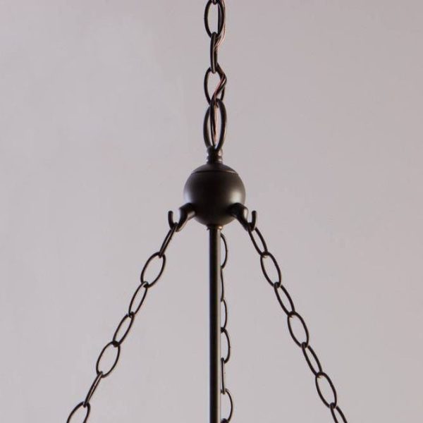 Traditional Rustic Round Glass Bucket Iron Candelabra 3-Light Chandelier For Living Room - Image 10