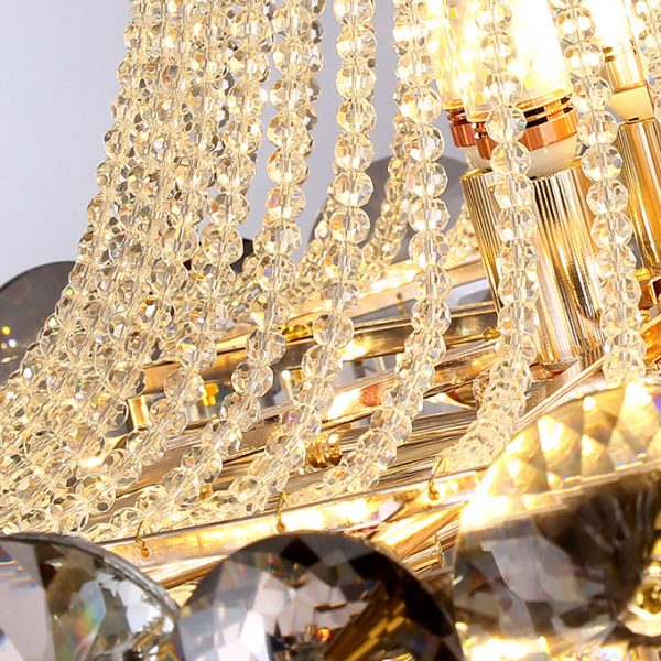 Contemporary Luxury Half Round Ball Crystal Iron 8/10/11/14/17/24 Light Chandelier For Living Room - Image 12