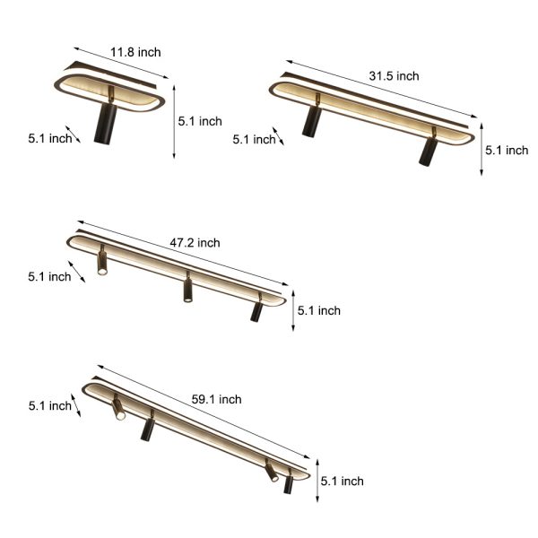 Long Rectangular LED 3 Step Dimming Modern Ceiling Light with Spotlight - Image 13